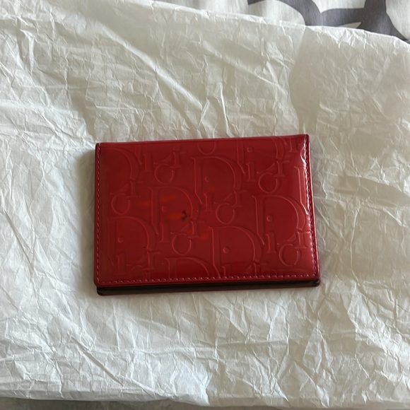 Dior Red Leather Card Wallet PreLoved - Picture 2 of 14